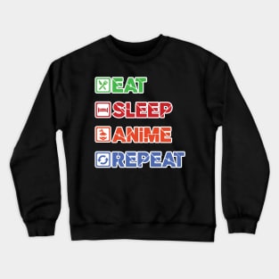 'Eat. Sleep. Anime.' Cool Japanese Anime Crewneck Sweatshirt